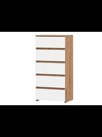 Некст комод 5 ящиков Дуб Золотой / Белая шагрень