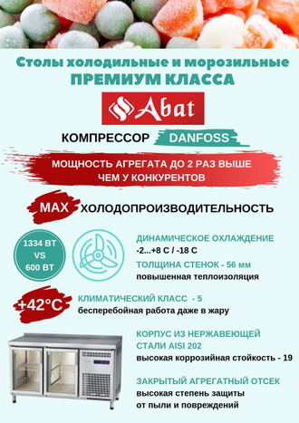 Стол холодильный низкотемпературный СХН-60-01 (2 двери)