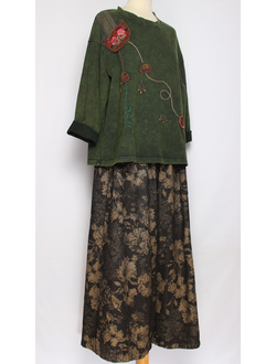 Джемпер ХЛОПОК "Кот винтаж" зеленый  до р.52