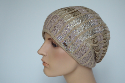 Берет демисезонный вязаный Vizio Италия 7046 бежевый