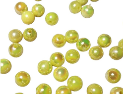 Бусины желтые непрозрачные радужные, диаметр 8 мм, вес пакетика 25 гр