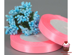 Лента атласная розовая, 12 мм, катушка 27 м