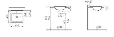 Раковина накладная VitrA S20, 45 см, 5463B003-0001