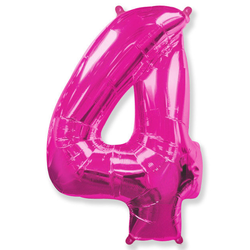 Воздушный шар фольгированный "Цифра 4. Фуксия"  (Испания) 102 см.