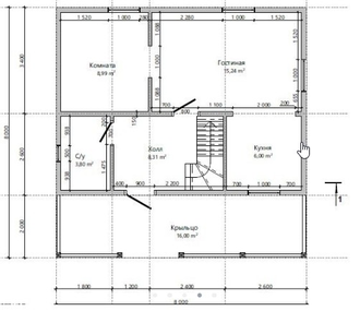 Двухэтажный каркасный дом с тремя спальнями 60м² (SK84)