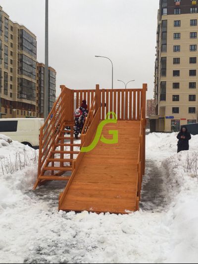 Деревянная зимняя горка "IgraGrad Snow Fox", скат 4 м