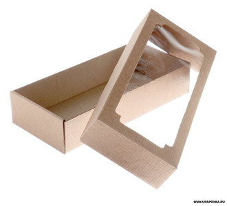 Коробка картонная с окном 24 x 11 x 4,5 см Бурый