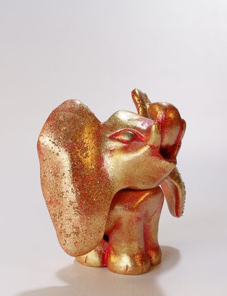 СУВЕНИР "Слон с подвижной головой"  красно-золотой