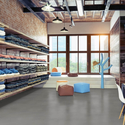 Виниловый пол Wineo 800 Tile XXL Solid Grey DB00097-1 в интерьере магазина