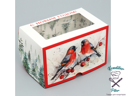 Коробка складная с двусторонним нанесением «С Новым годом» 16 х 10 х 10 см, снегири