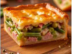 Пирог с ветчиной и стручковой фасолью