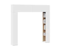 Детская ПОРТО - Шкаф навесной со стеллажами Белый жемчуг/Яблоня Беллуно/Белый софт