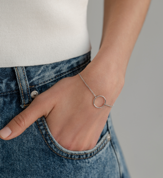 Браслет с подвеской Кольцо и родиевым покрытием НБ 22-353Ю-3