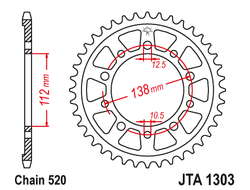 Звезда ведомая алюминиевая JT JTA1303.43 (JTA1303-43) (A1303-43) для Honda Road