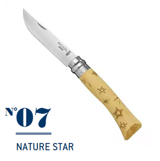 Нож Opinel №7 Nature Star inox, самшит, гравировка звезды