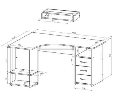 Стол компьютерный С-237 Дуб Крафт табачный