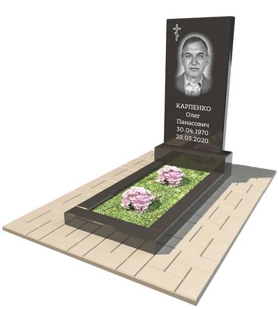Прямоугольная строгая стела с цветником