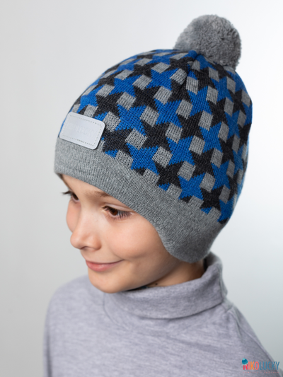 Шапка  21201-07, цвет серый,ярко-синий р. 54-56