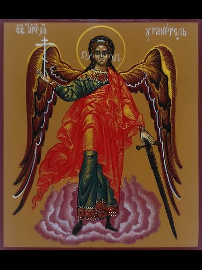 Ангел-Хранитель. Рукописная икона. 9х10,5см.