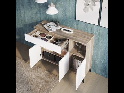 Комод Ева КМ-11 дуб смоки/белый (Мебелони)