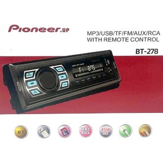 Автомагнитола  Pioneer BT-278 +Bluetooth+USB+AUX+Радио , 1DIN,  MP3, WMA