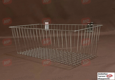 P6020 Корзина на торговую решетку, размеры  585х300х200 мм, цвет: хром