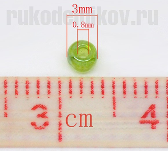 бисер 3 мм, цвет-светло-зеленый АВ, 10 гр/уп