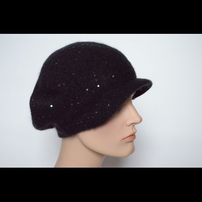 Кепка зимняя женская с пайетками Vizio Италия 6457 черная