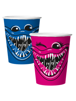 Стаканы (250 мл) Зубастики, Синий/Фуше, 6 шт.