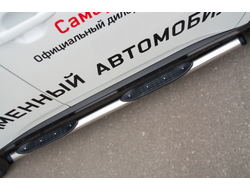 Пороги труба d76 с накладками (вариант 2)(1500-1800мм) MITSUBISHI OUTLANDER 2014-2015