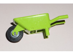 Minifigure, Utensil Wheelbarrow with Dark Bluish Gray Pulley Wheel with Black Tire 14mm D. x 4mm Smooth Small Single with Number Embossed on Side 98288 / 3464c03, Lime (98288c02)