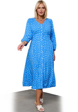 Яркое летнее платье из штапеля &quot;АВИВА&quot; арт. 424019 (Цвет голубой) Размеры 48-62