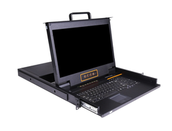 Выдвижная LCD KVM консоль с монитором Kinan 17&quot;, PS/2+USB, Клавиатура Ultra-Slim, Тачпад, TFT-дисплей, 8 портов DVI, каскад  до 256 устройств, разрешение WideScreen FullHD 16:9 до 1920x1080 60Hz,локальная (без доступа через интернет) (LD1708)