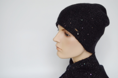 Vizio Италия 8058 CY шапка черная с пайетками фото