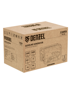 Генератор бензиновый PS-33E, 3.3 кВт, 230В, 15 л, электростартер Denzel