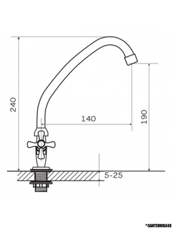 Смеситель для холодной воды с одним краном с гайкой ZERIX JIK1 102-A