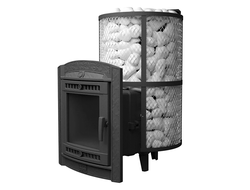 Банная печь Атмосфера L сетка нержавейка с газовой горелкой