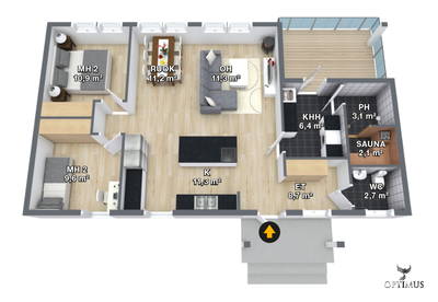 Комплект дома Lakka Opaali- 102 м²