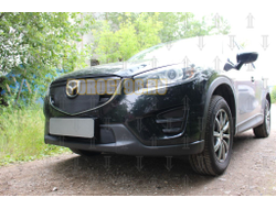 Защита радиатора Mazda CX-5 2015-2017 black с парктроником верх