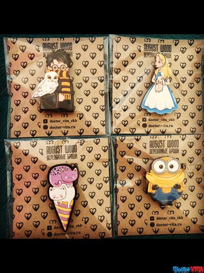 Дизайнерские деревянные броши ручной работы