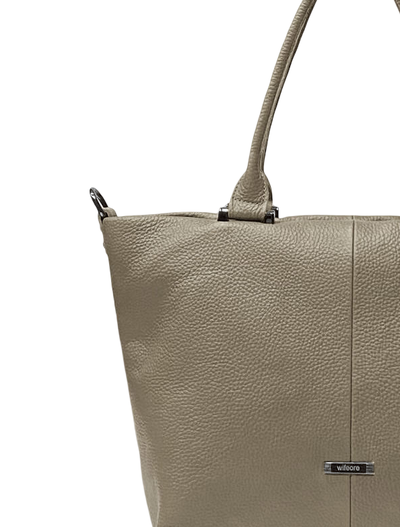 (АРТИКУЛ: 9976/0) СУМКА ЖЕНСКАЯ, СРЕДНЕГО РАЗМЕРА, НАТУРАЛЬНАЯ КОЖА, БЕЖЕВО-СЕРАЯ, С ПЛЕЧЕВЫМ РЕМНЕМ