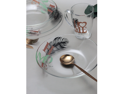 Тарелка суповая, черное перо