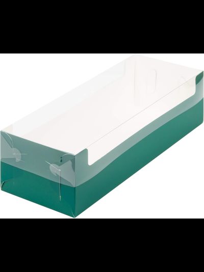 Коробка под рулет/полено с прозр. кр. (зеленая мат), 300*110*80мм
