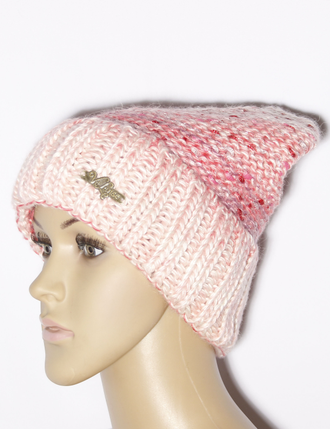 Шапка женская "Колпак с манжетой кантри" 11460 серая, брусника, роза
