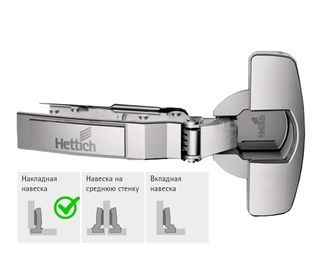 Петля Hettich Sensys 8639i /8631i TH52 накладная с демпфером