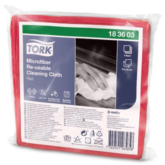 183603 Tork Microfiber Re-Usable Cleaning Cloth микрофибра многоразового использования красная