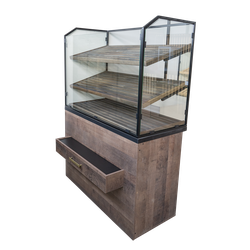 Витрина для кондитерской с полками из дерева и стеклянной витриной