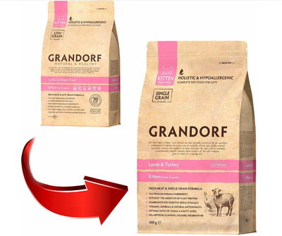 Grandorf (Грандорф) сухой корм для котят Ягненок с индейкой, 400 г