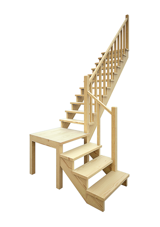 Деревянная межэтажная лестница ЛЕС-08 поворот 90°
