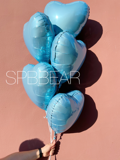 Фольгированные шары Сердца 5 штук голубые